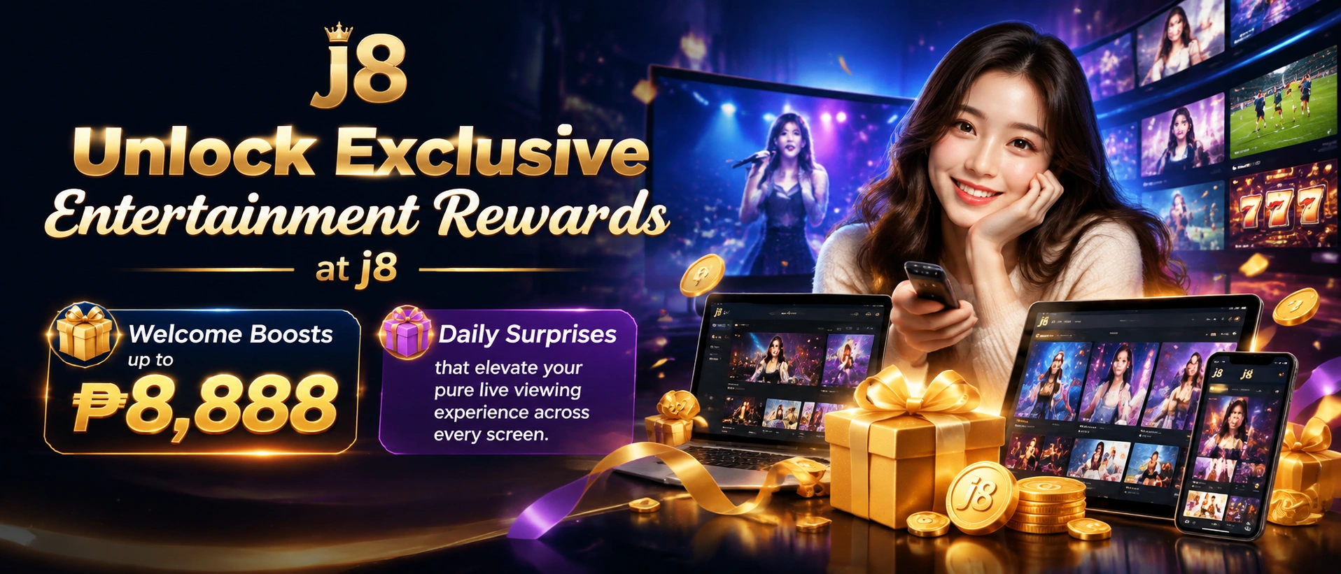 j8 Philippines welcome promotion banner